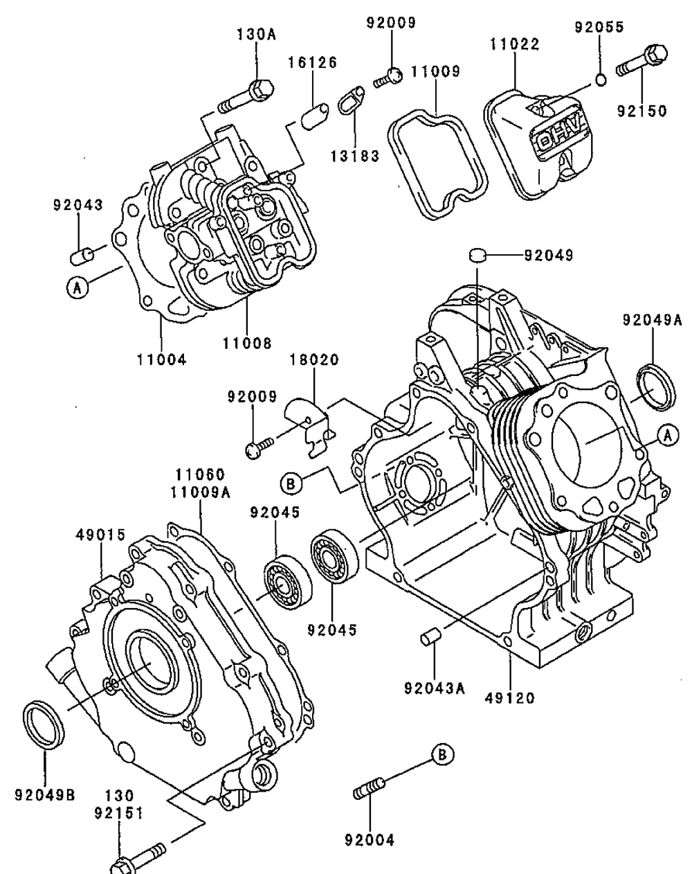 Kawasaki Fe250d-As09 Cylinder And Crankcase Diagram and Parts List for 56A843VK 750 Cub Cadet Lawn Tractor Accessories